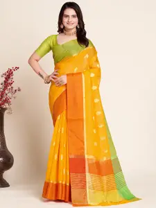 Aldwych Yellow Woven Design Silk Blend Designer Banarasi Saree