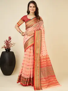 Aldwych Peach-Coloured Woven Design Designer Chanderi Saree