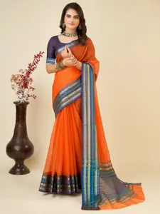 Aldwych Orange Woven Design Designer Chanderi Saree