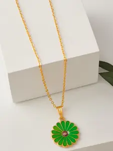 DressBerry Sea Green Gold-Plated Pendant With Chain