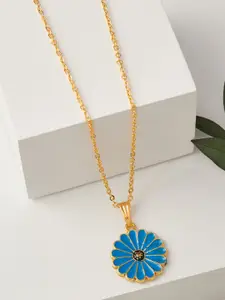 DressBerry Gold-Plated Sun Flower Shaped Pendant With Chain