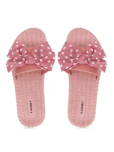 CASSIEY Women Printed Rubber Sliders With Bows