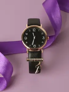 HAUTE SAUCE by  Campus Sutra Round Analog Watch With Enamel Key Charm