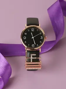 HAUTE SAUCE by  Campus Sutra Round Analog Watch With F Initial Watch Charm