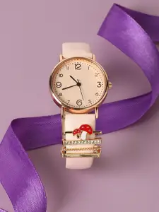 HAUTE SAUCE by  Campus Sutra Round Analog Watch With Mushroom Watch Charm