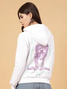 Rigo Graphic Printed Hooded Fleece Oversized Pullover Sweatshirt