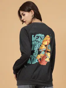 Rigo Graphic Printed Fleece Oversized Pullover Sweatshirt
