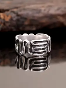 Roadster Rhodium Plated Textured Finger Ring