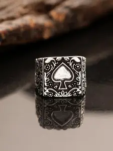 Roadster Rhodium Plated Textured Finger Ring