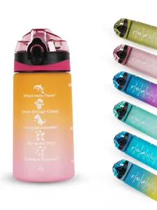 Solara Motivational Sipper Water Bottle, Yellow Pink- 500ML