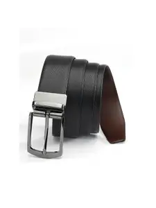 The Roadster Lifestyle Co. Men Black & Brown Textured Leather Reversible Belt