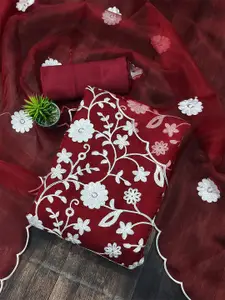 MANVAA Floral Embroidered Organza Unstitched Dress Material