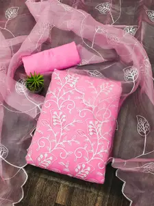 MANVAA Floral Embroidered Organza Unstitched Dress Material