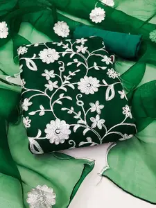 MANVAA Floral Embroidered Organza Unstitched Dress Material