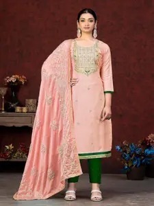 MANVAA Ethnic Motifs Embroidered Gotta Patti Unstitched Dress Material