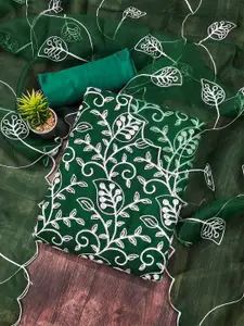 MANVAA Floral Embroidered Organza Unstitched Dress Material