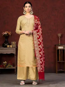 MANVAA Ethnic Motifs Woven Design Gotta Patti Unstitched Dress Material