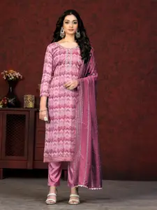 MANVAA Geometric Printed Gotta Patti Unstitched Dress Material