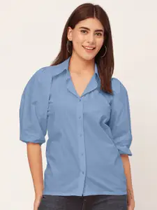 Moomaya Puff Sleeve Cotton Shirt Style Top