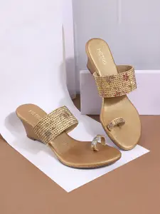 Metro Embellished Open Toe Wedge Heels