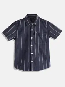 Tommy Hilfiger Boys Standard Vertical Striped Spread Collar Pure Cotton Casual Shirt