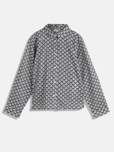 Tommy Hilfiger Girls Standard Geometric Printed Organic Cotton Casual Shirt