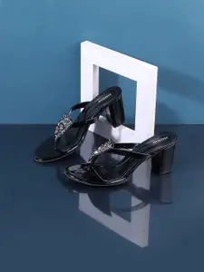 Mochi Embellished Open Toe Block Heels