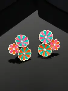 Estele Gold-Plated Floral Studs Earrings