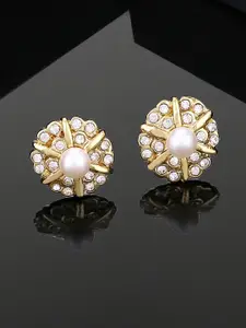 Estele Gold-Plated Floral Studs Earrings