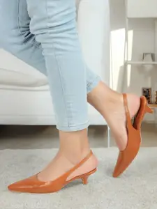 ELLE Pointed Toe Backstrap Kitten Heeled Pumps