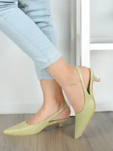 ELLE Pointed Toe Backstrap Kitten Heeled Pumps