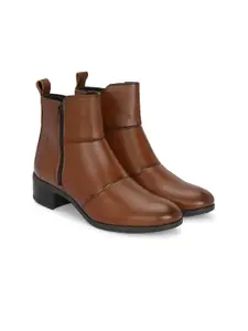 Delize Women Mid-Top Ankle Block Heeled Chelsea Boots
