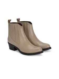 Delize Women Mid-Top Ankle Block Heeled Chelsea Boots