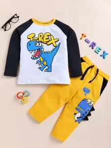 Lazy Shark Girls Graphic Printed Pure Cotton T-shirt With Trousers