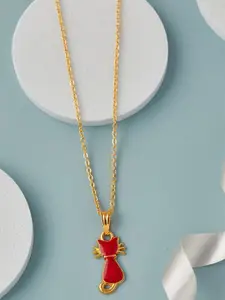 DressBerry Gold-Plated Cat Shaped Pendant with Chain