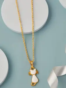 DressBerry Gold-Toned Gold-Plated Enamelled Pendant with Chain