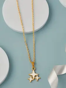 DressBerry 3 Stars Shaped Enamelled Pendant with Chain
