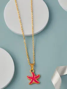 DressBerry Starfish Shape Enamelled Pendant with Chain