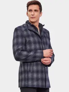 CHKOKKO Checked Single-Breasted Woollen Overcoat