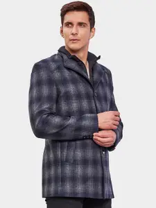 LURE URBAN Men Checked Single-Breasted Overcoat