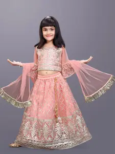 BAESD Girls Embroidered Ready To Wear Lehenga & Blouse With Dupatta