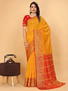 Pionex Woven Design Zari Silk Cotton Banarasi Saree