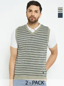 Duke Pack Of 2 Striped Sleeveless Acrylic Sweater Vest