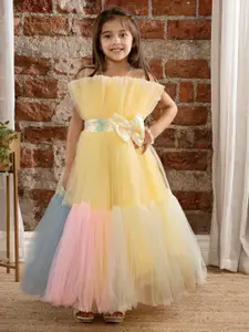Ministitch Girls Bow Detailed Tulle Net Party Maxi Gown