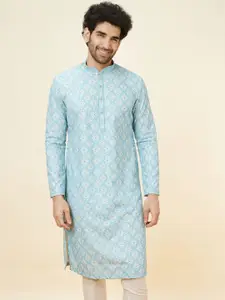 Manyavar Floral Printed Straight Kurta with Pyjamas