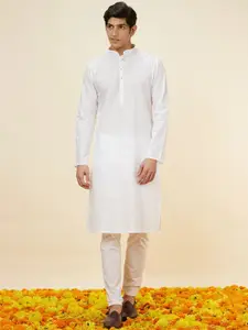 Manyavar Men White Regular Pure Cotton Kurta with Pyjamas