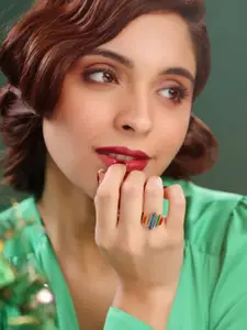 Kicky And Perky 925 Sterling Silver Enameled Prism-Design Finger Ring For Women