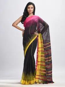 Angoshobha Black Woven Design Pure Cotton Handloom Saree