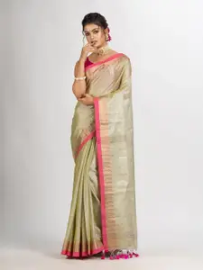 Angoshobha Green Woven Design Handloom Saree