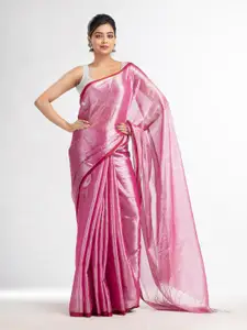 Angoshobha Pink Woven Design Handloom Saree